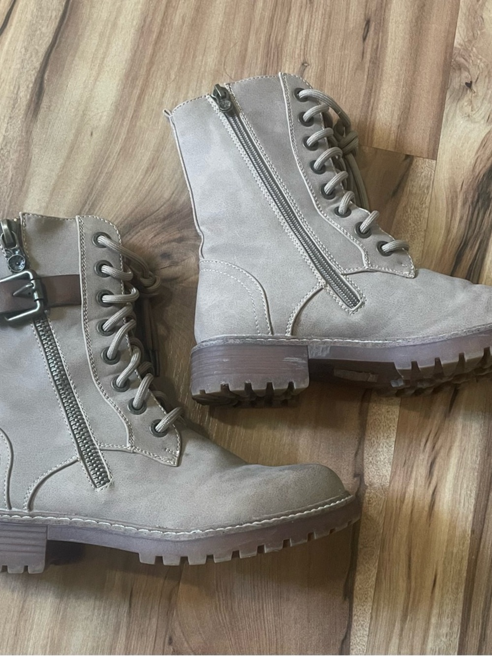 Blowfish Malibu Slate Local Combat Boots - Lace Up, Zip & Buckle - Vegan Sz 7